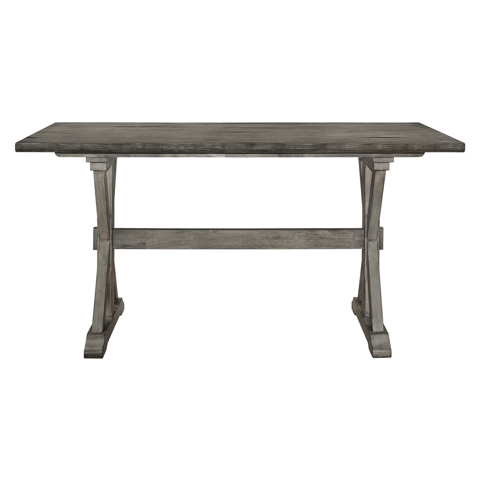 Rustic Look Distressed Gray Finish 1Pc Counter Height Dining Table Solid Rubberwood Kitchen Dining Furniture Gray Seats 6 Dining Room Rectangular Solid Wood