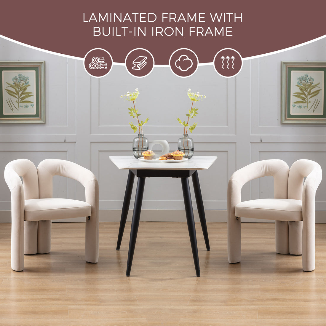 Coolmore Contemporary Designed Velvet Fabric Upholstered Accent Dining Chair Barrel Side Chairs Kitchen Armchair For Living Room Set Of 2 Beige Velvet Beige Foam Velvet