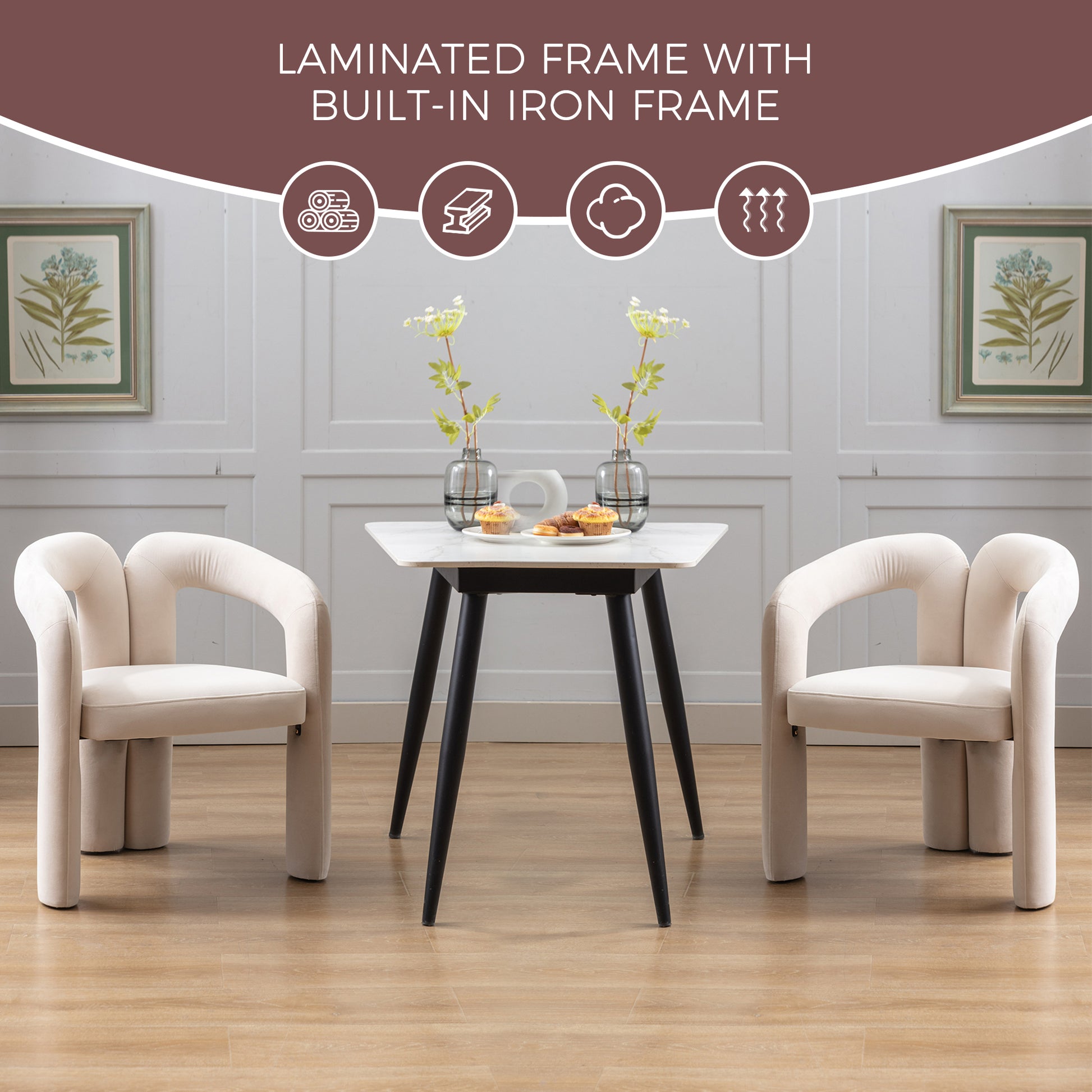Coolmore Contemporary Designed Velvet Fabric Upholstered Accent Dining Chair Barrel Side Chairs Kitchen Armchair For Living Room Set Of 2 Beige Velvet Beige Foam Velvet