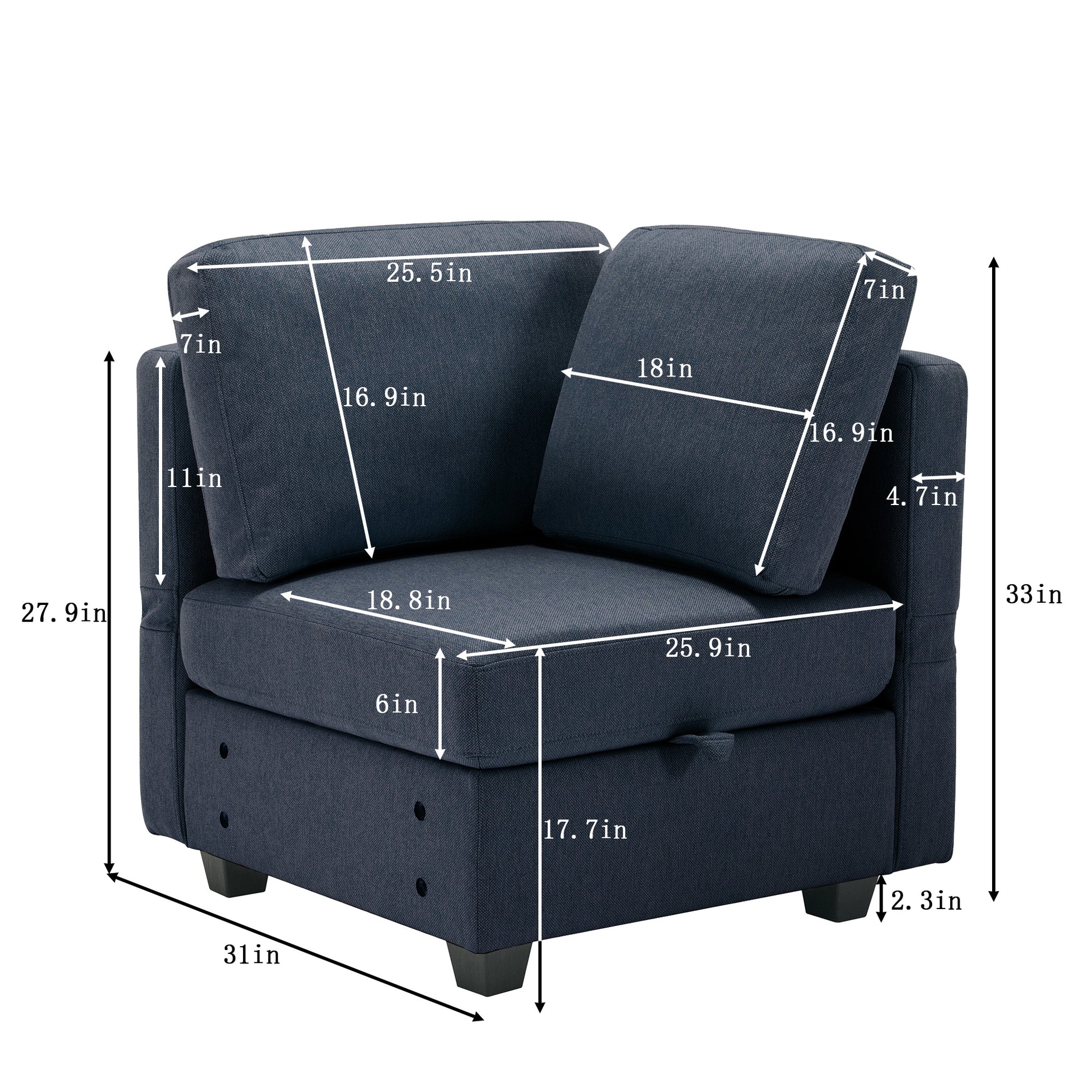 Palmilla Corner Sofa Blue Blue Polyester 1 Seat