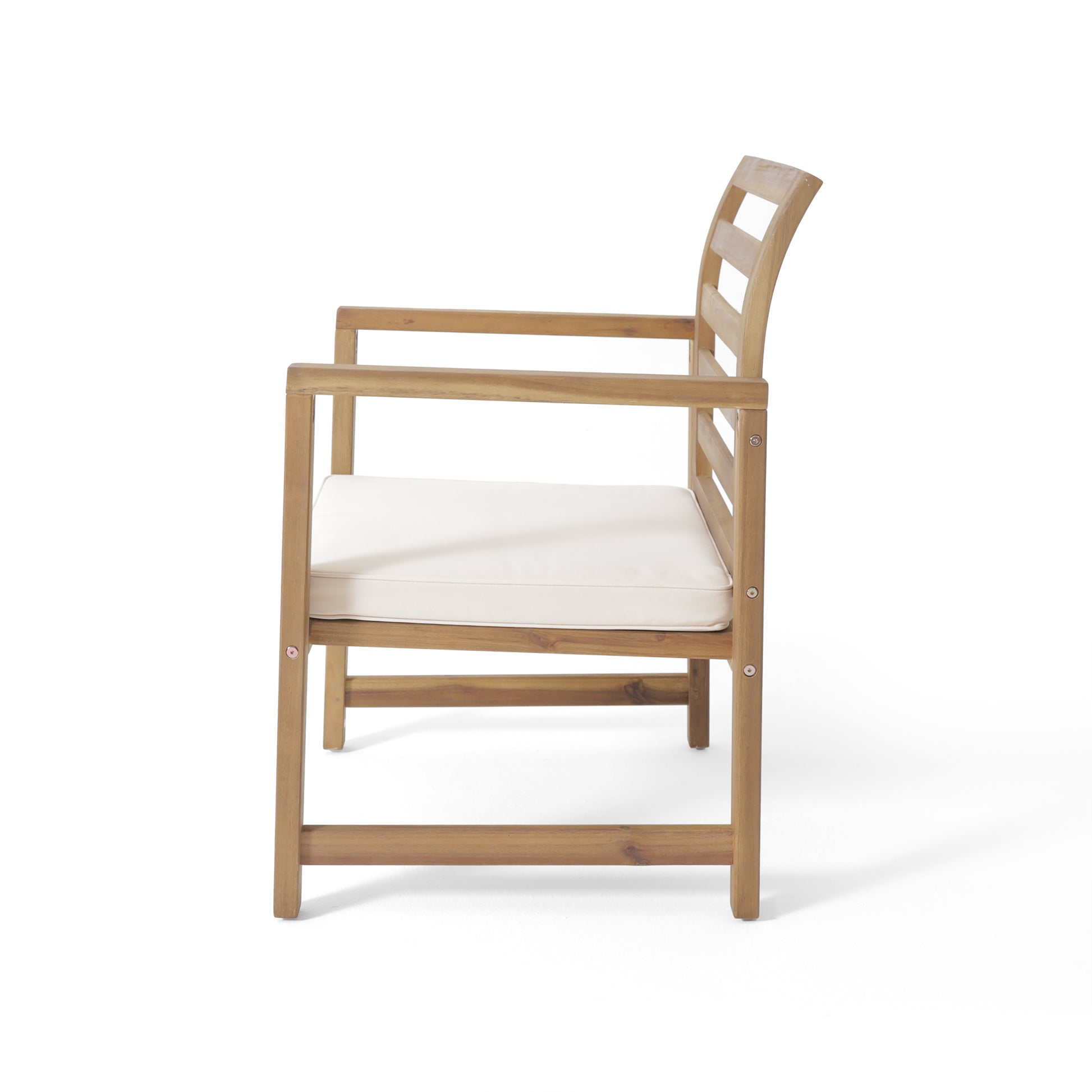 Outdoor Acacia Wood Club Chairs, 2 Pcs Set, Natural Stained White, 25.5"D X 24.5"W X 33.0"H Natural Acacia Wood