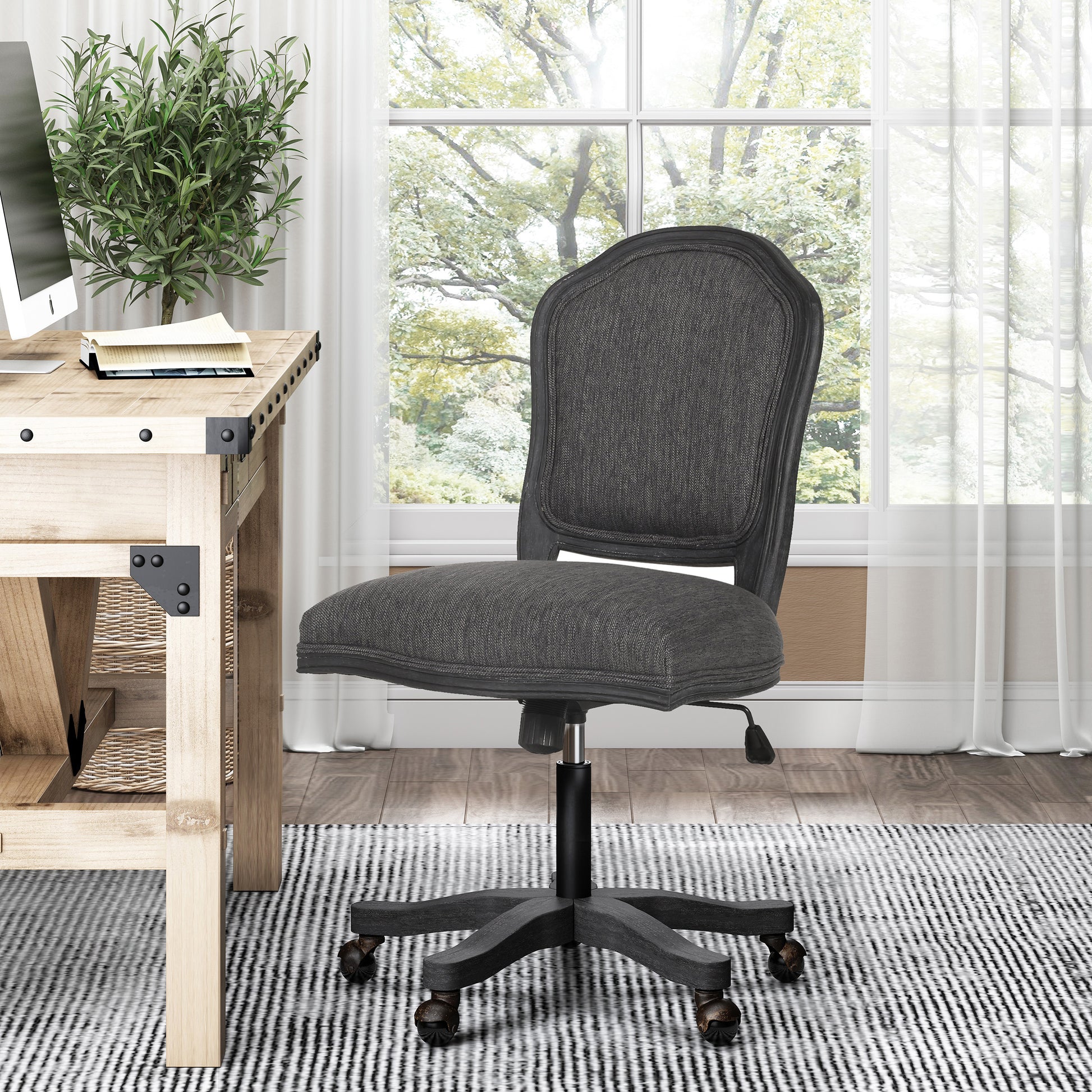 Swivel&Lift Office Chair Grey Fabric