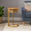 End Table Set Of 3 Natural Wood Metal