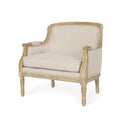 Club Chair Beige Brown Fabric