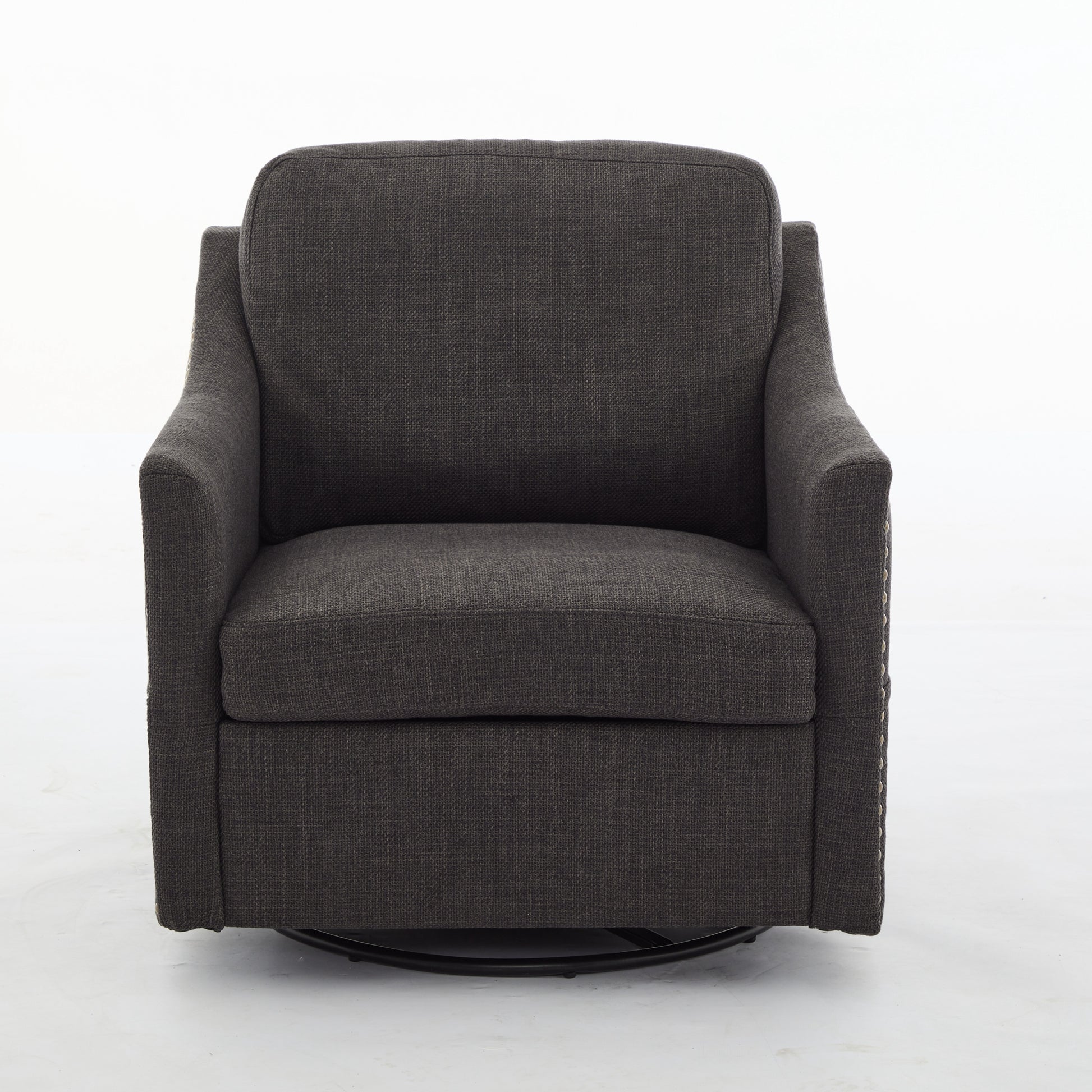 Dark Grey 360 Degree Swivel Rotating Accent Chair With Usb And Magazine Book For Living Room And Hotel Bed Room,Upholstered Accent Chair With Cooper Nail Dark Grey White Primary Living Space American Design,Classic,Modern Pine Foam Wood Fabric