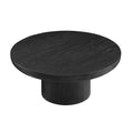 35.98Inch Round Coffee Table With Cylindrical Leg,Wood Veneer Tabletop Table,Rounded Sofa Side Table For Living Room Office,Black Black Mdf