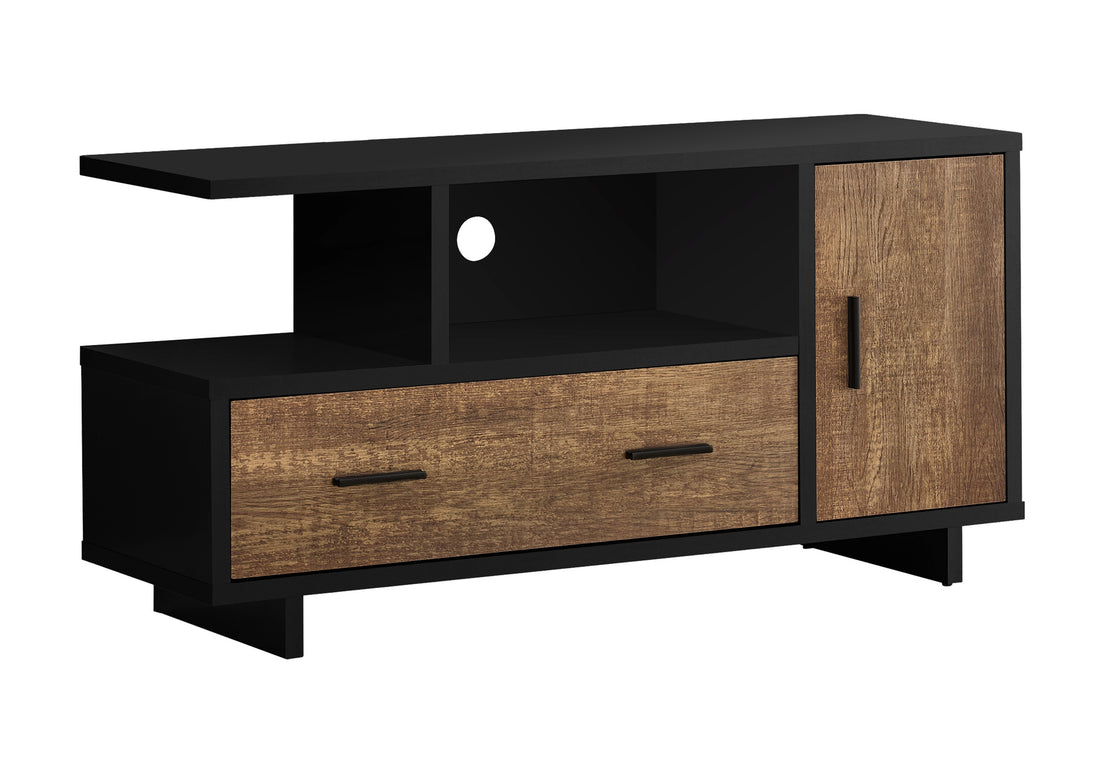 Tv Stand, 48 Inch, Console, Media Entertainment Center, Storage Cabinet, Drawers, Living Room, Bedroom, Black And Brown Laminate, Contemporary, Modern Black 80 89 Inches Particle Board