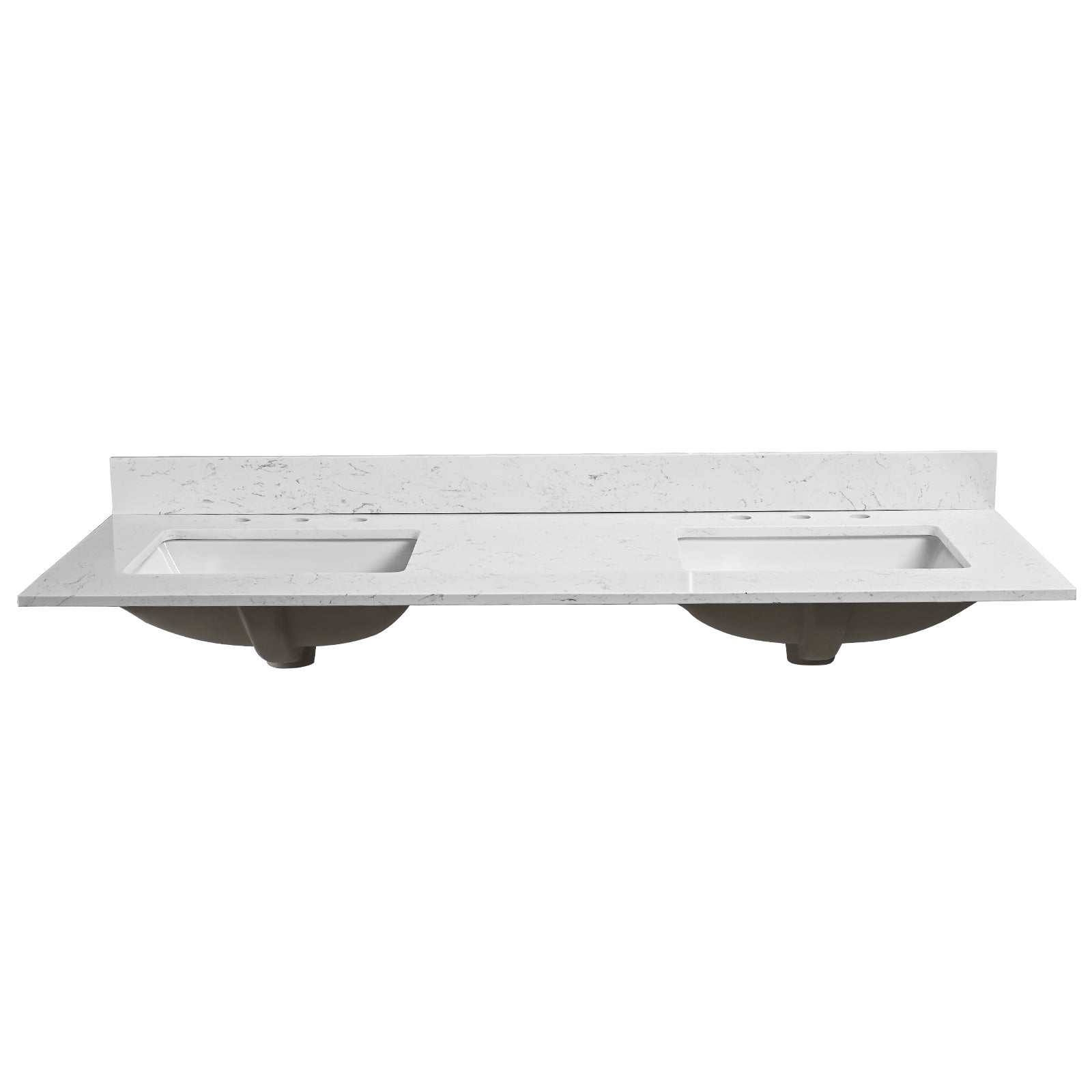 60"X 22" Bathroom Stone Vanity Top Engineered Color With Undermount Ceramic Sink And 3 Faucet Hole With Backsplash White Bathroom Stone