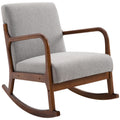 Homcom Upholstered Rocking Armchair With Wood Base And Linen Fabric Padded Seat For Living Room, Grey Grey Linen