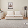 Modern Armless Accent Chair, Single Sofa Couch With Ottoman Compact Design, Space Saving Seating For Living Room, Bedroom, Apartment, Office Beige Wood Medium Soft Foam Chenille 1 Seat
