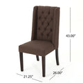 Dining Chair Dark Brown Wood Fabric