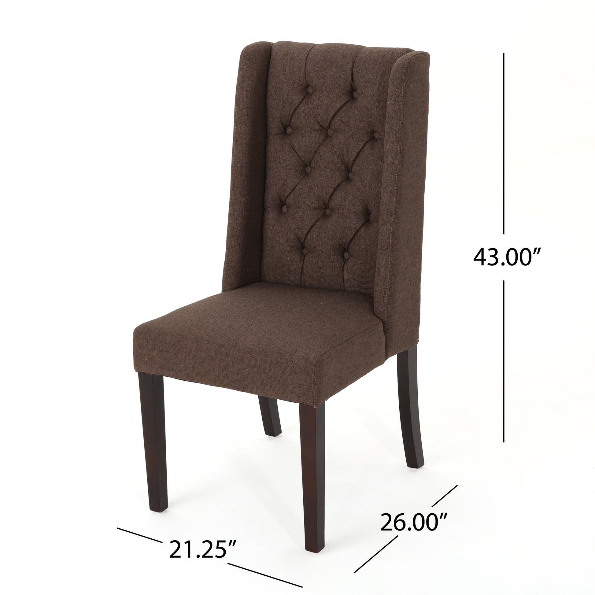 Dining Chair Dark Brown Wood Fabric