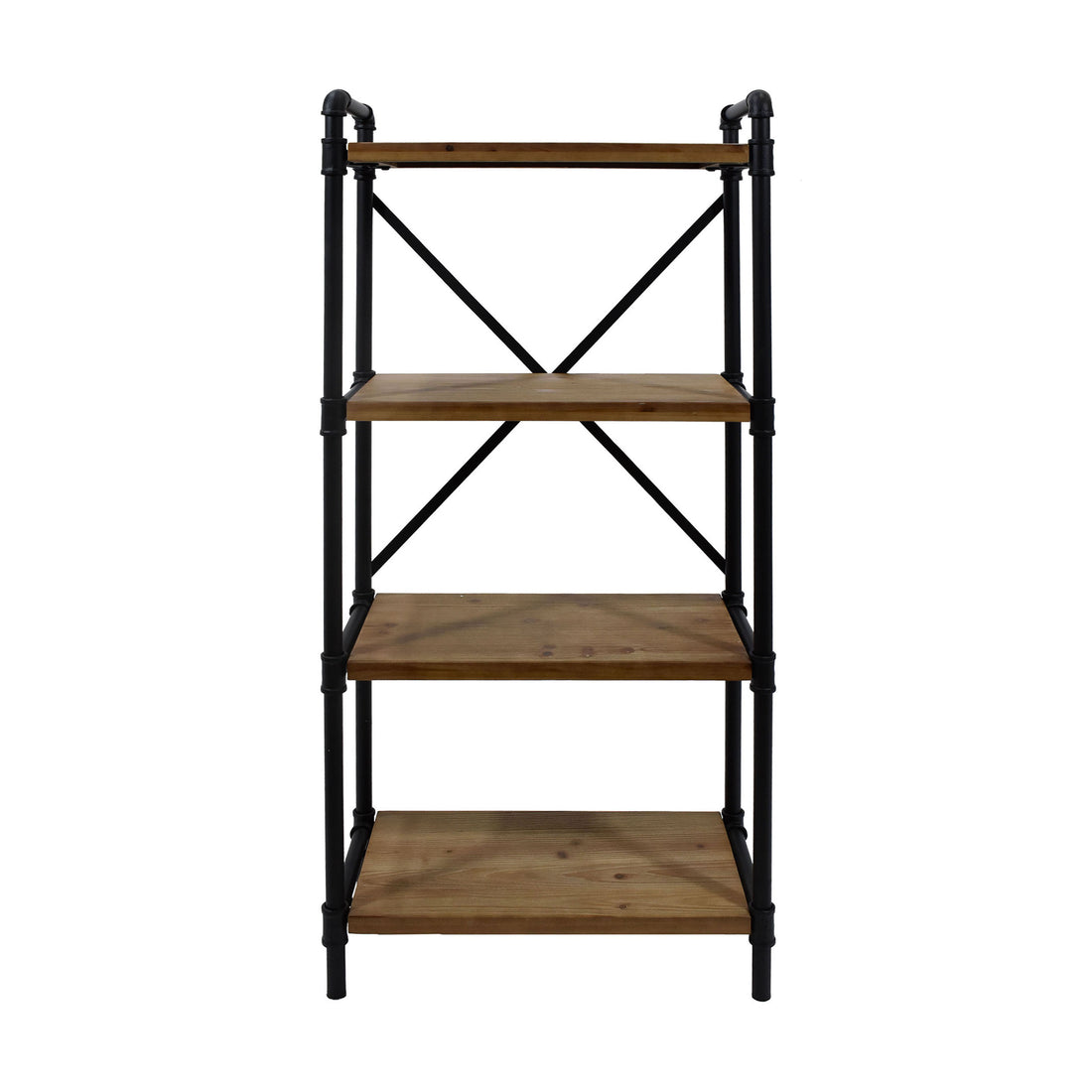 Metal Pipe Shelf With Fir Wood Black Metal & Wood