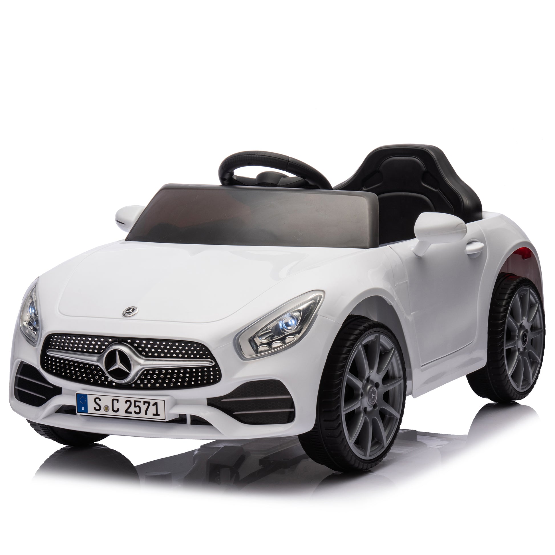 Licensed Mercedes Benz Cls 350,12V Kids Ride On Toy Car W Parents Control,2Wd,Four Wheel Suspension,Music,Bluetooth,Led Light,Usb,Power Display,Volume Adjustment,Speeds 1.24 3.11Mph For Kids Aged 2 4. White 50 99 Lbs Polypropylene