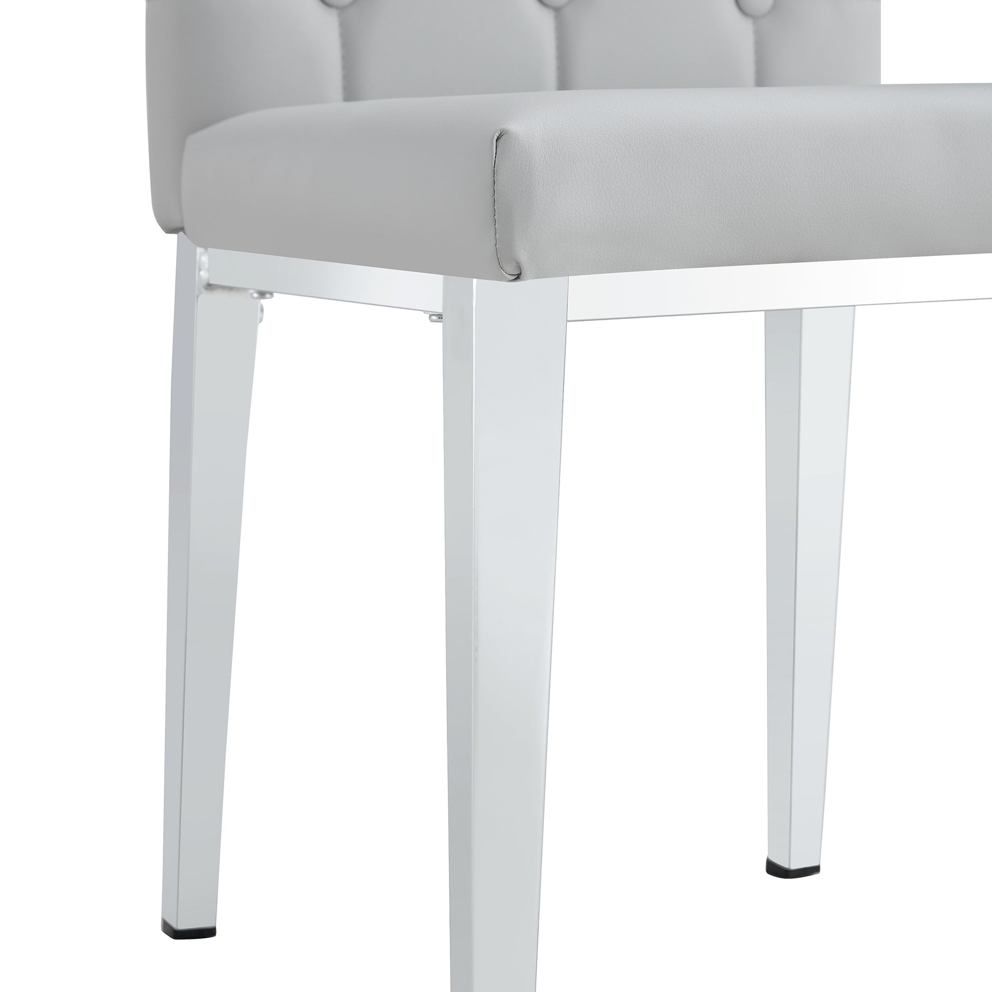 2 Piece Dining Chair, Modern Style Kitchen Upholstered High Back, Metal Leg Office Chair, Suitable For Dining Room, Office, Restaurant. Light Gray Pu