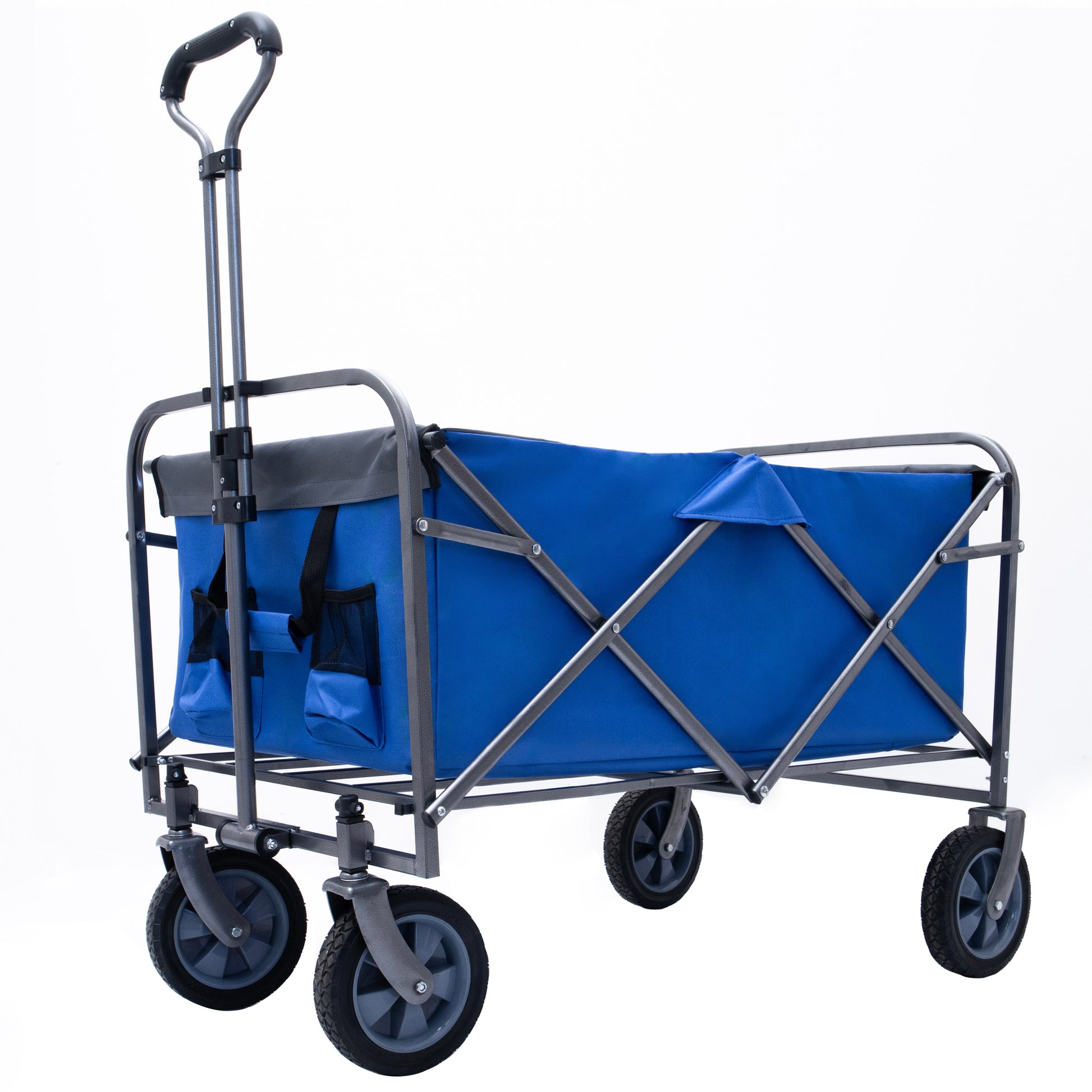Outdoor Garden Multipurpose Micro Collapsible Beach Trolley Cart Camping Folding Wagon Blue Grey Garden & Outdoor Oxford Fabric Steel