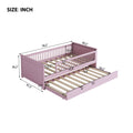 Wood Twin Size Platform Bed With Guardrail And Trundle, Pink Box Spring Not Required Twin Pink Wood Bed Frame Solid Wood Mdf