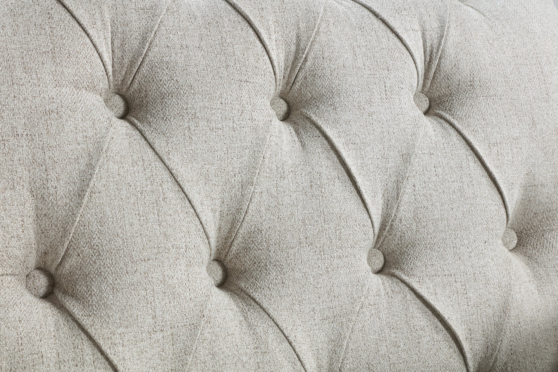 1Pc Beige Accent Chair Button Tufted Solid Wood Trim Fabric Upholstery Luxury Living Room Furniture Beige Primary Living Space Luxury,Traditional Plywood,Solid Wood