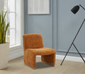 Comfy Accent Chair, Upholstered Slipper Chair, Armless Chair With Wood Legs And Soft Fabric For Living Room, Bedroom, Orange Orange Foam Wood Fabric