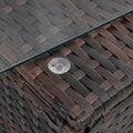 Patio Furniture, Outdoor Furniture, Seasonal Pe Wicker Furniture, 5 Set Wicker Furniture With Tempered Glass Coffee Table Brown Seats 4 Pe Rattan Iron Waterproof Fabric