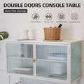 White Sideboard Storage Cabinet With Two Fluted Glass Doors Detachable Shelves Bottom Space For Living Room, Office, Dinging Room And Entryway Old Sku:W68743732 Gloss White Steel