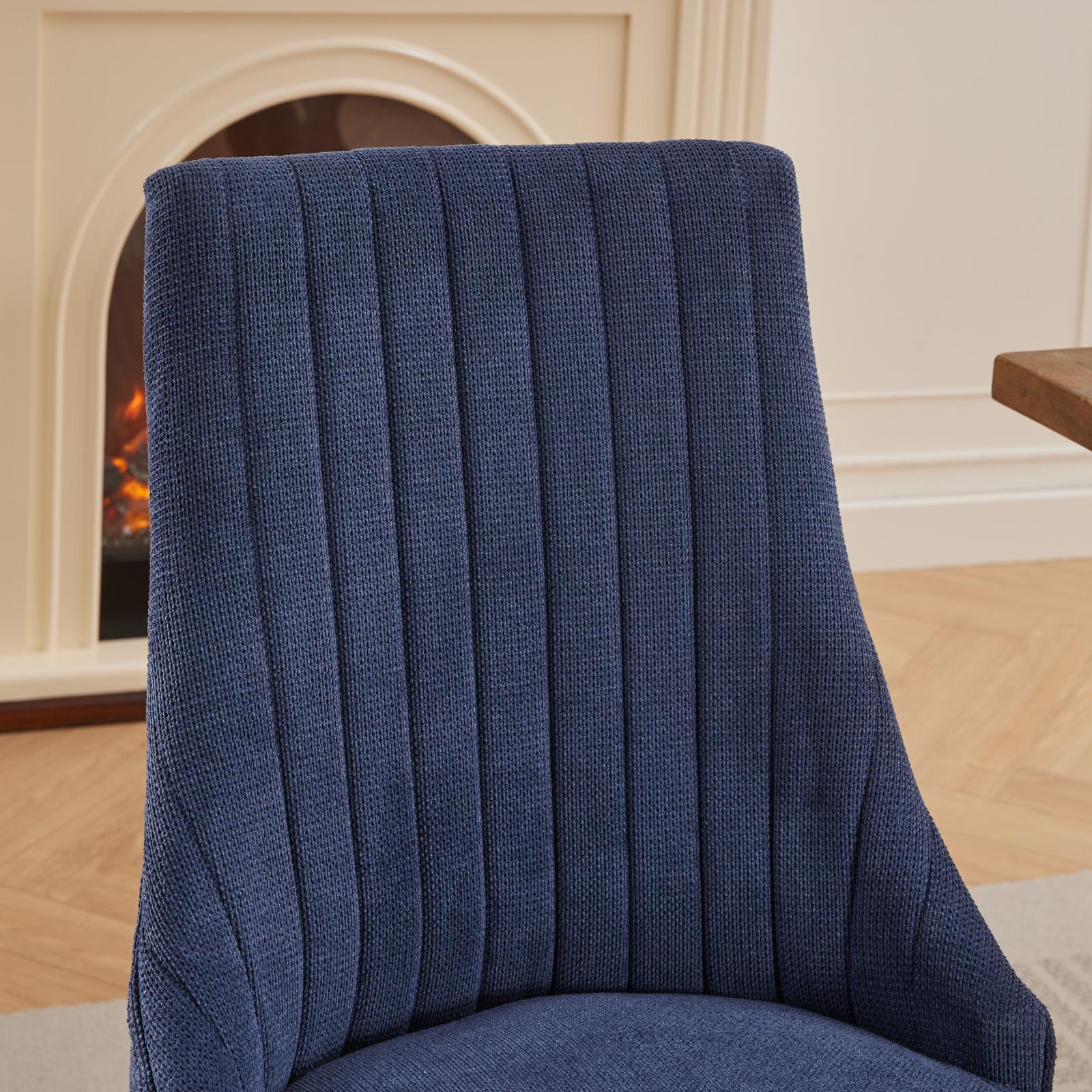 Rayon Cloth Flocking Linen Dining Chairs Channel Kitchen Dinner Chair Comfy Fabric Upholstered Accent Chair For Dining Room With Curved Solid Wood Legs,Set Of 2 Blue , Sw1847Bl Blue Light Brown Dining Room American Design,American Traditional Dining