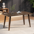 Wood Dining Table Brown Brown Rectangular Rubber Wood