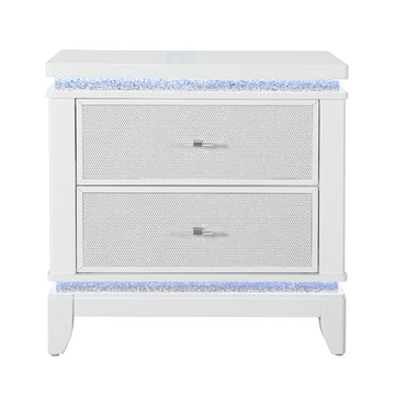 Adalid White Nightstand White White 2 Drawers Square Bedroom Contemporary Dovetail Joints Rubberwood White Wood Solid Wood Mdf