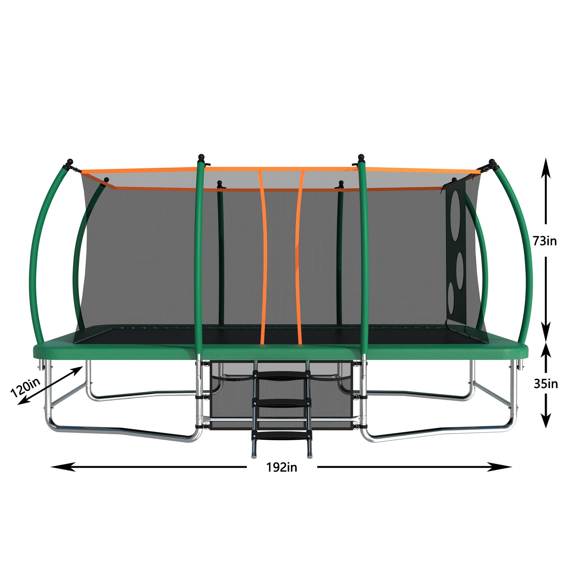 10X16Ft Outdoor Square Trampolines For Kids Adults Long Rectangular Tumbling Trampoline Green Steel