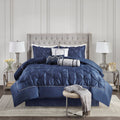 7 Piece Tufted Comforter Set Navy Cal King California King Navy Polyester