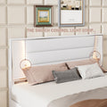 3 Pieces Bedroom Sets Queen Size Upholstered Bed With Led Lights, Nightstands And Dresser With Metal Handles And Sparkling Shiny Decoration, White Expected Arrival Time:8.5 Queen White 3 Piece Set Mdf Metal
