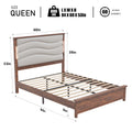 Queen Size Bed Frame With Upholstered Headboard, Queen Bed Frame With Charging Station And Led Lights, Wood Slats, Beige Linen, No Box Spring Needed, Easy Assembly Box Spring Not Required Queen Beige Wood Bedroom Bed Frame Linen Mdf Metal