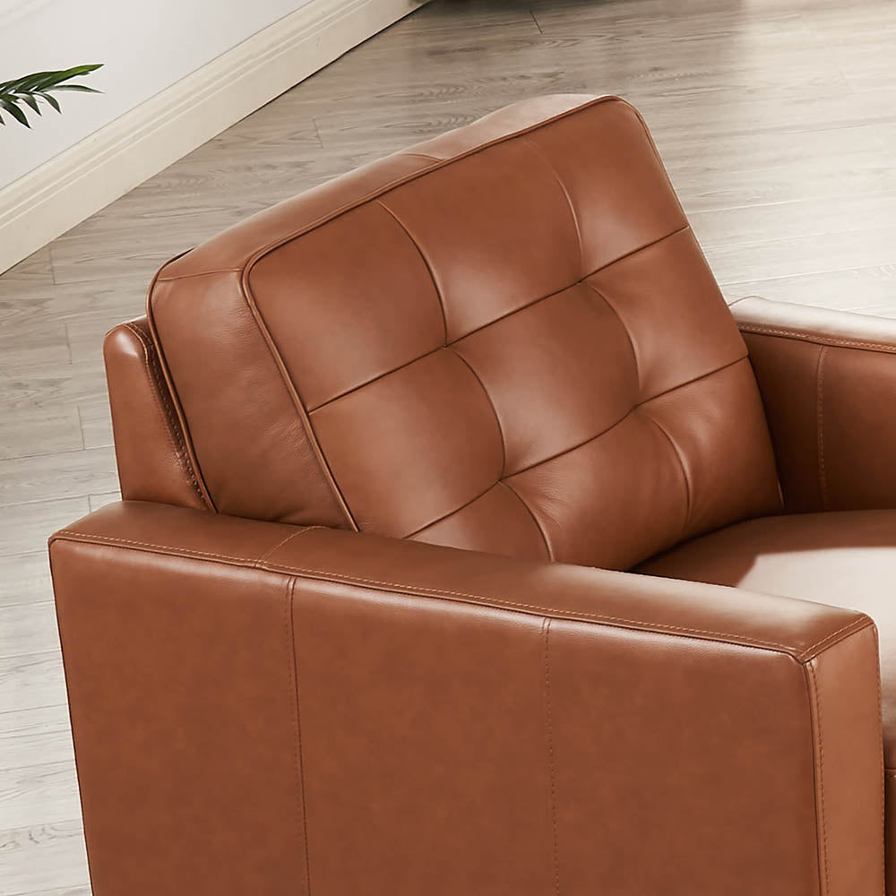 Aiden Leather Chair Brown Memory Foam Genuine Leather