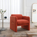 Arm Chair With Waved Arms, Metal Decoration On Both Side Arms, Accent Chair For Primary Living Space, Living Room, Bedroom, Teddy Fabric, Orange Orange Primary Living Space Modern Foam Plywood