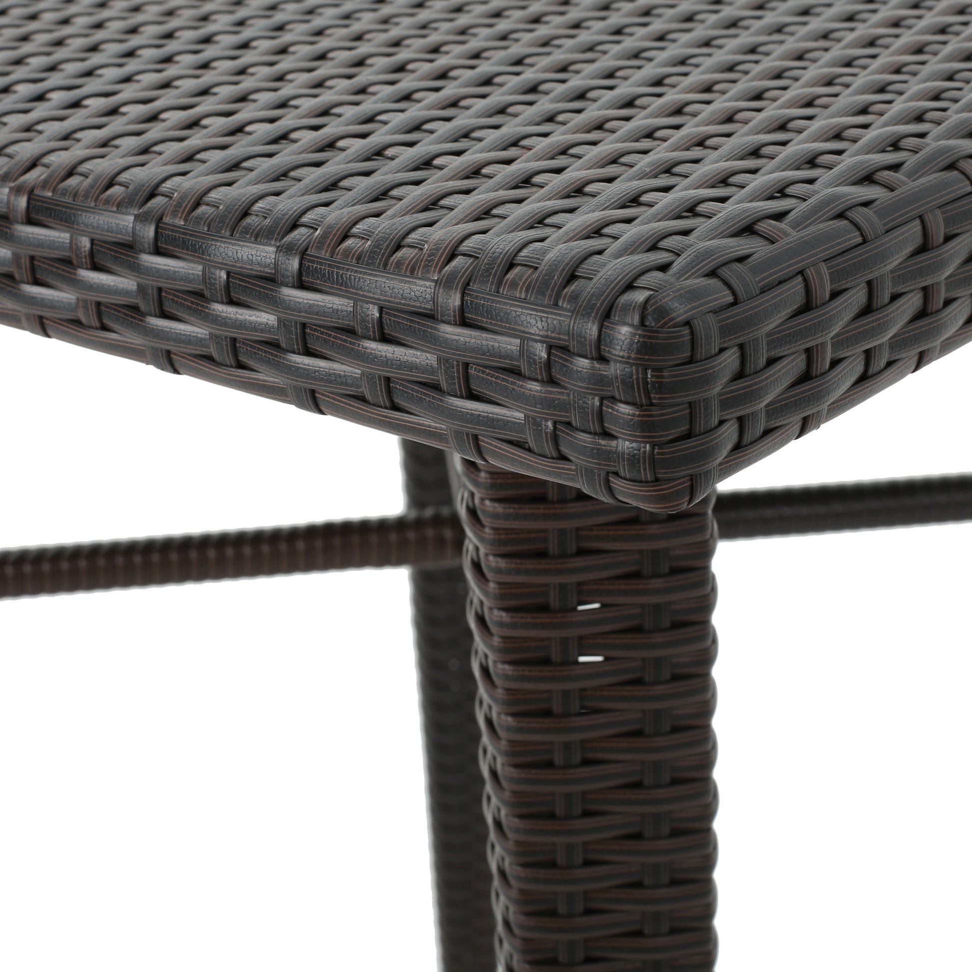 32" Square Wicker Bar Table Brown Multi Rattan