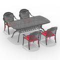 Cushions In Random Colors 5 Piece Set Of Cast Aluminum Patio Furniture With Cushions Yes Dining Set Black Seats 4 Rust Resistant Frame Water Resistant Cushion Garden & Outdoor Complete Patio Sets Aluminium