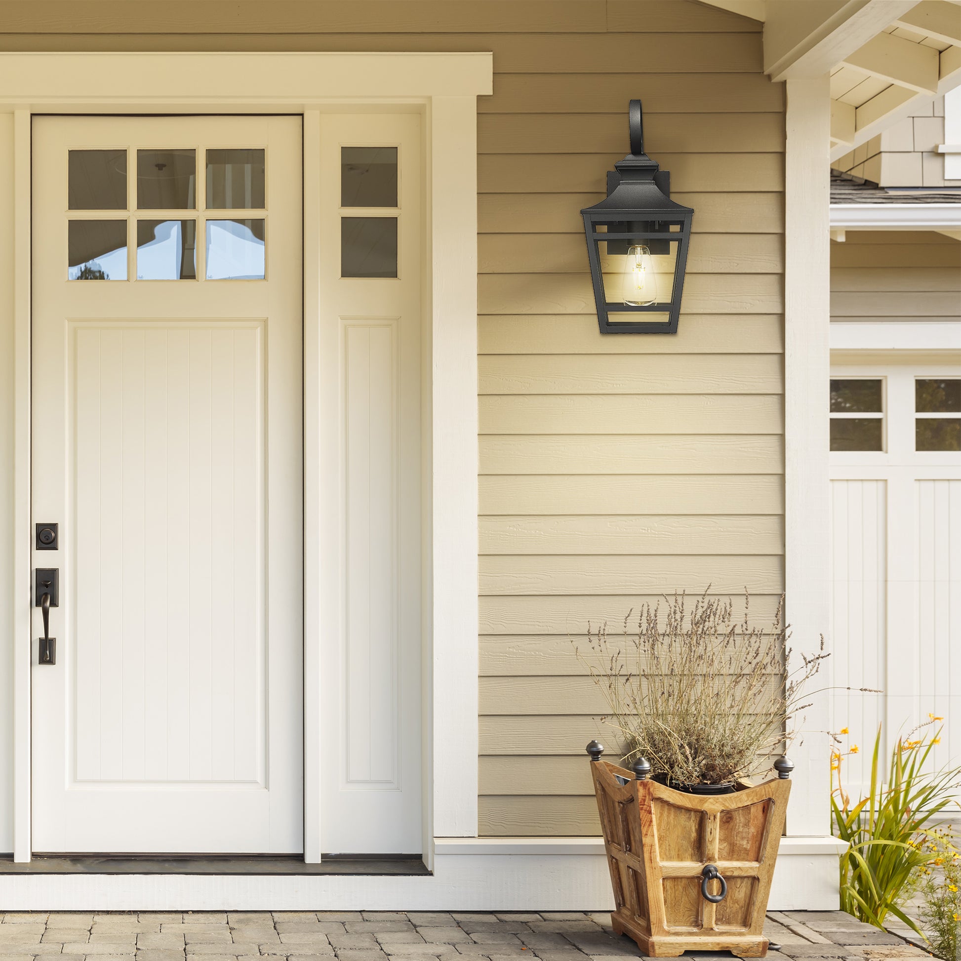 Large Outdoor Wall Lights For House, 16.5Inch Exterior Lighting Fixtures Wall Mount Outdoor Porch Lights Waterproof Black Outdoor Sconce Lights With Clear Glass For Patio Hallway Garage 2 Pack Black