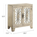 Antique White Console Table With Mirrored Doors Antique White Primary Living Space Rubberwood Rectangular Wood Glass