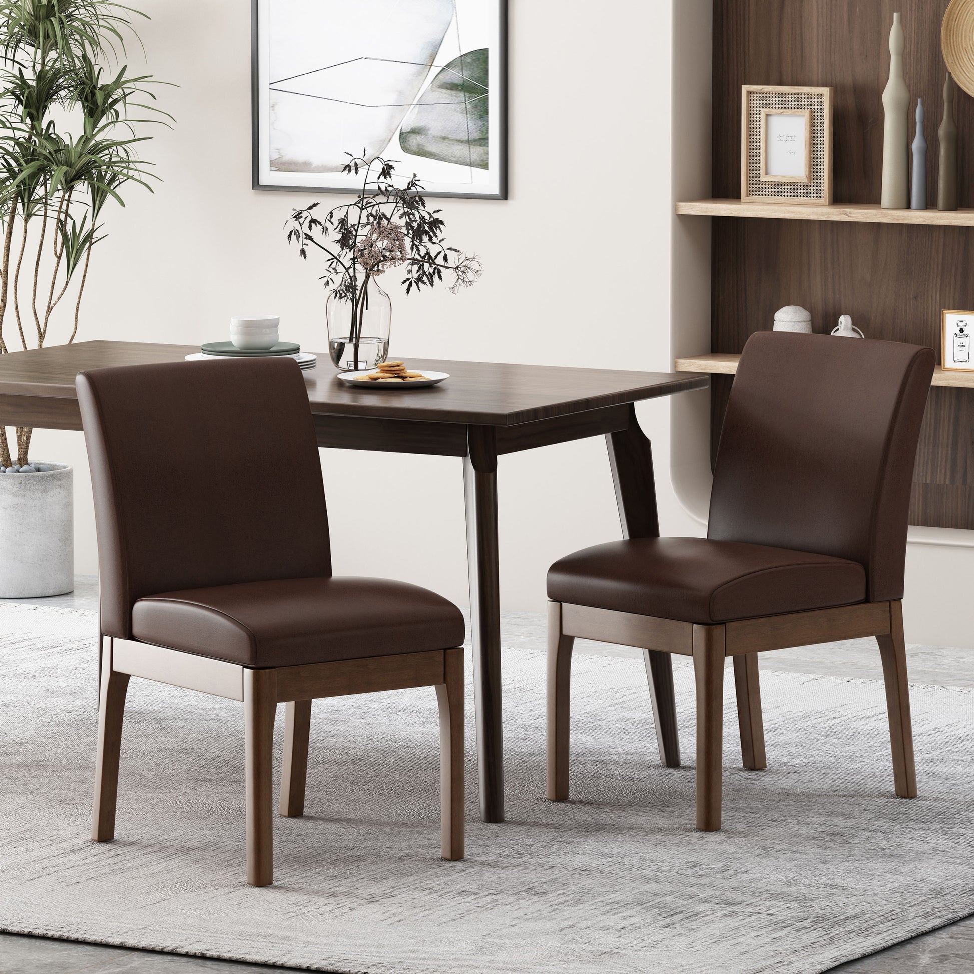 Dining Chair Dark Brown Rubber Wood