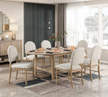 Natural Finish Dining Side Chairs Set Of 2, Beige Fabric Upholstered Seat Back Classic Luxury Dining Room Furniture Beige Dining Room Classic Set Of 2 Wood