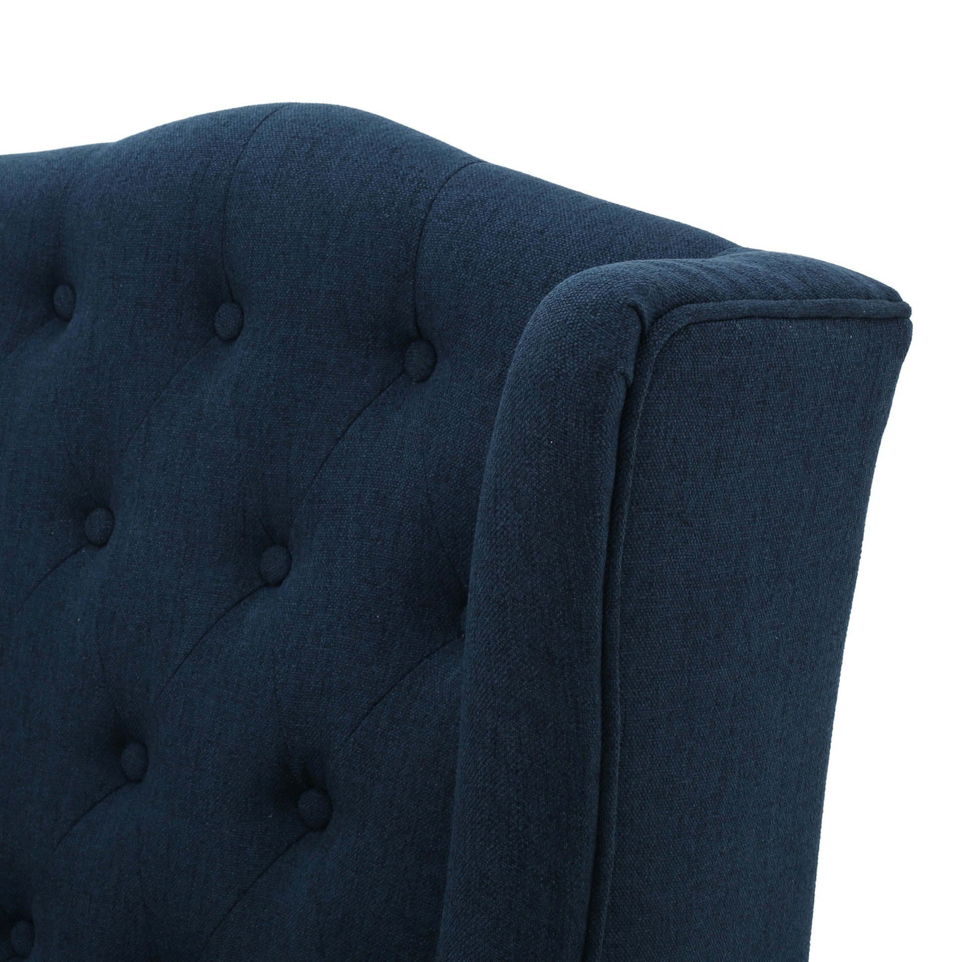 Upholstered Wingback Chair Navy Blue Linen