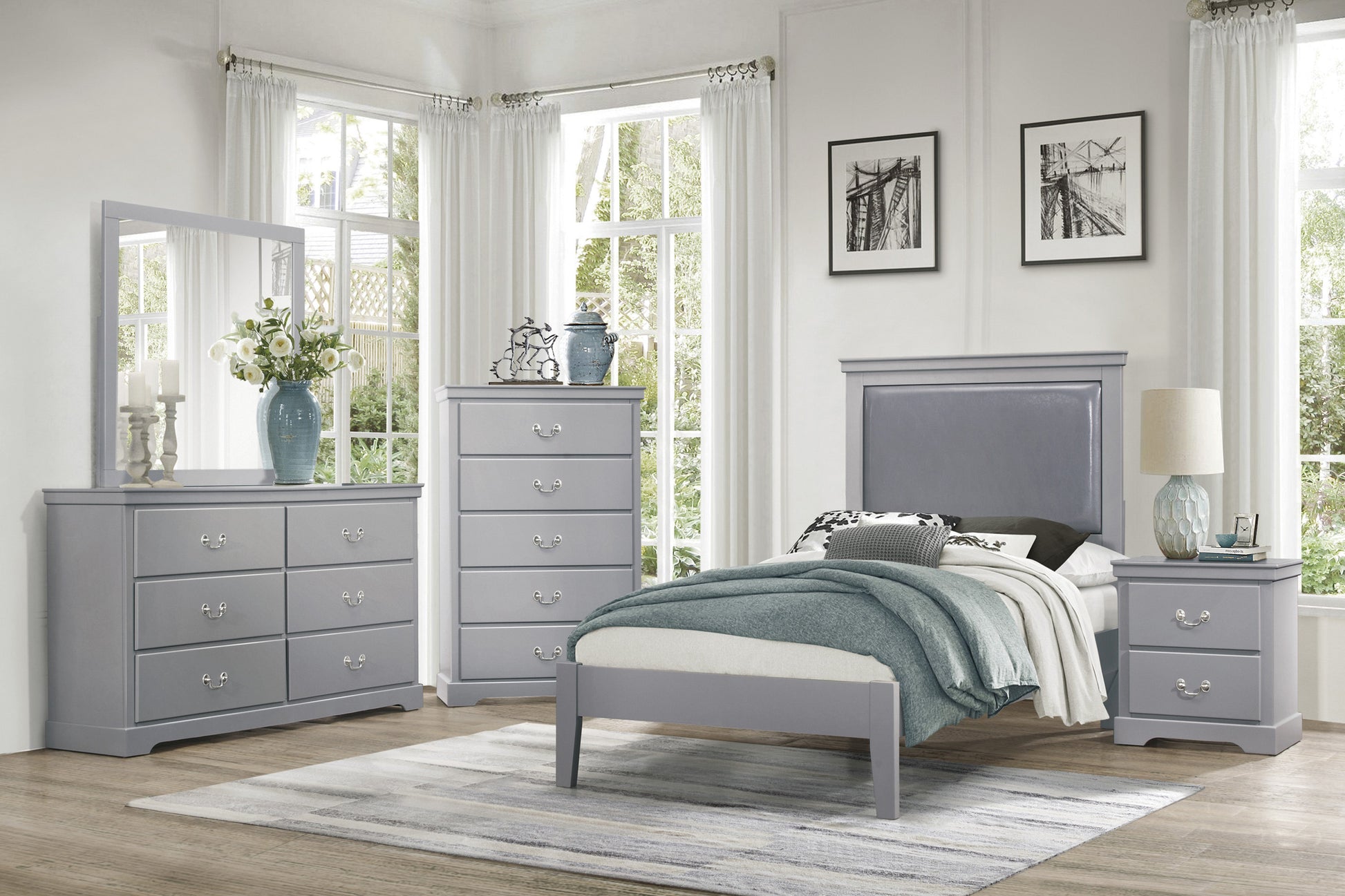 Classic Traditional 1Pc Dresser Of 6 Drawers Gray Finish Bedroom Wooden Storage Furniture Gray Wood