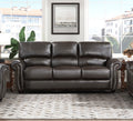 Traditional Living Room Furniture 3Pc Sofa Set Dark Brown Leather Sofa Loveseat Chair Comfortable Plush Seating Rolled Arms Trim Classic Design Dark Brown Primary Living Space Classic,Traditional Rolled Arms Solid Wood 6 Seat