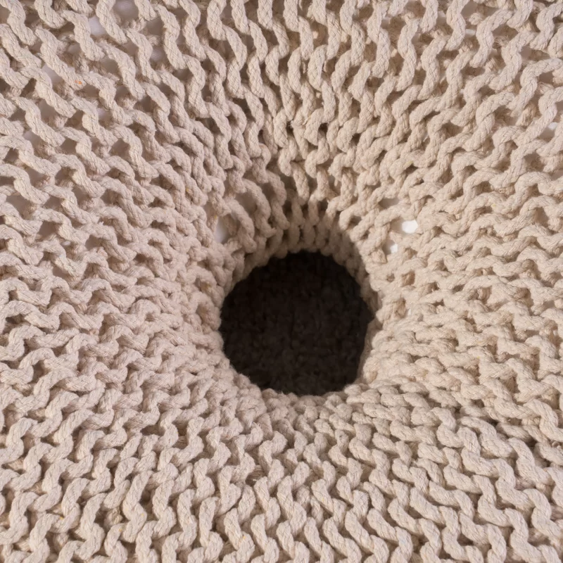 Knited Pouf Beige Cotton