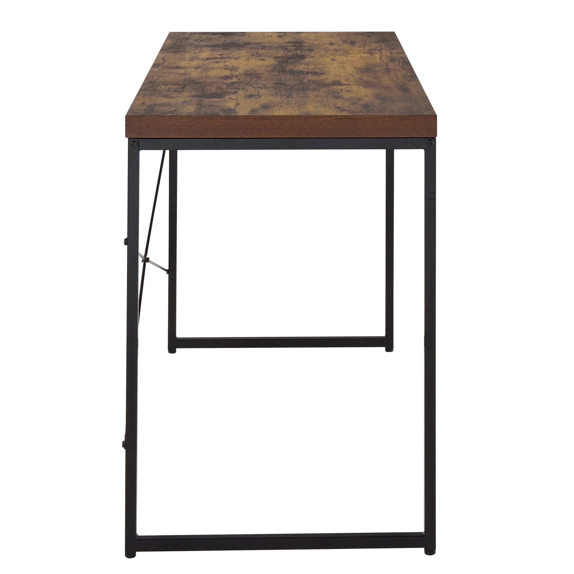 Weathered Oak And Black Writing Desk With Metal Sled Base Black Brown Wood Metal