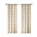 Metallic Geo Embroidered Curtain Panel Only 1 Pc Panel Cream Brown Polyester