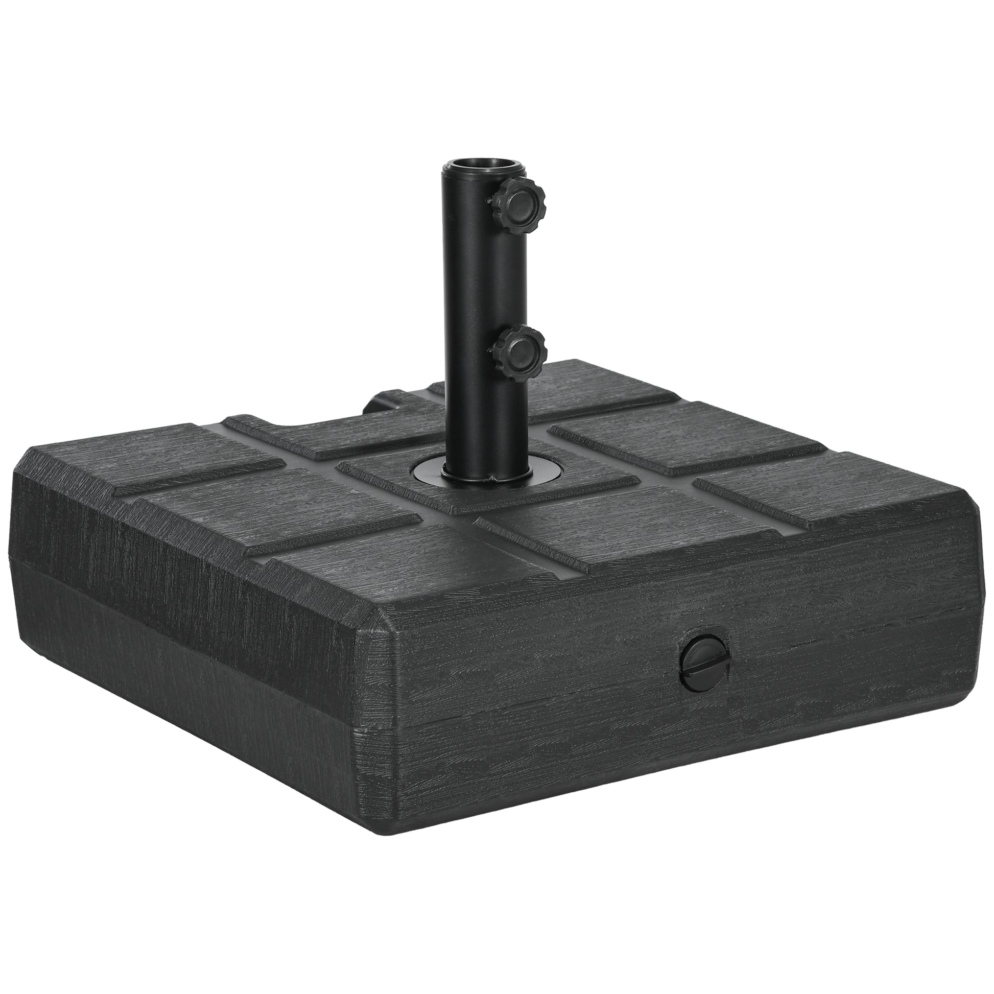 Outsunny 88 Lbs. Fillable Umbrella Base With Steel Umbrella Holder For 1.25", 1.5" Or 2" Umbrella Poles, Square & Reversible Heavy Duty Market Umbrella Stand, Black Black Hdpe
