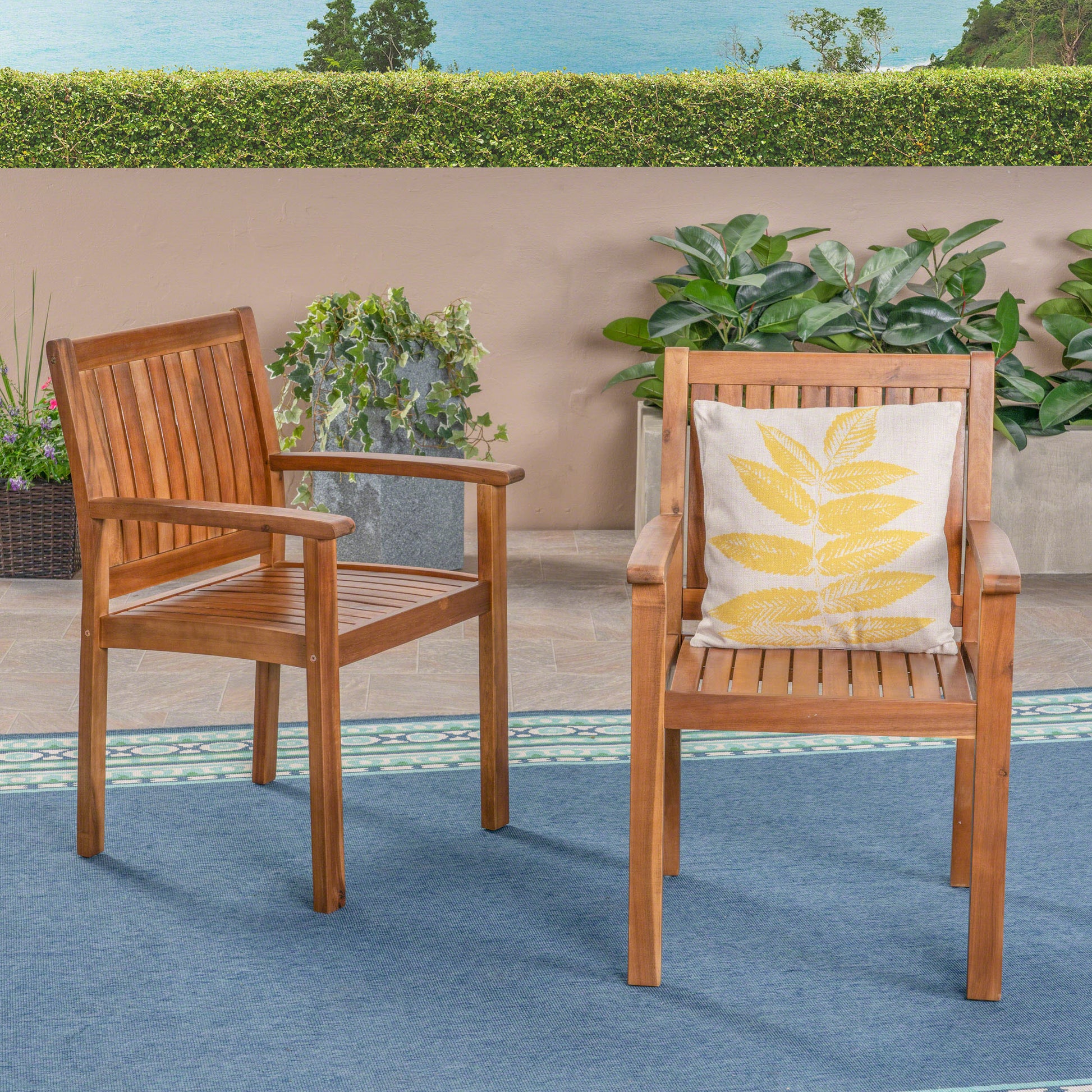 Wilson Dining Chair,Set Of 2 Teak Acacia Wood