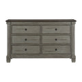 Transitional Rustic Style Coffee And Antique Gray 6 Drawer Dresser 1Pc Flat Knobs Classic Bedroom Furniture Antique Gray,Coffee Wood