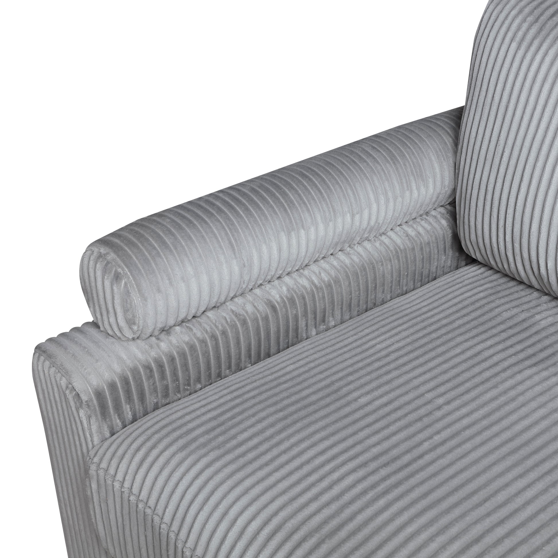 Living Room Furniture Corner Chair Gray Corduroy Upholstery 1Pc Corner Wedge Soft Cushion Solid Wood Legs Gray Primary Living Space Contemporary,Modern Plywood,Solid Wood